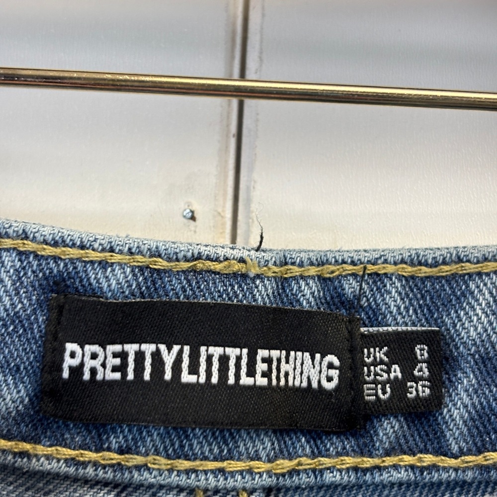 Pretty Little Thing Boho Distressed Cut Off Denim Shorts Women Size 4 Festival - Picture 3 of 9